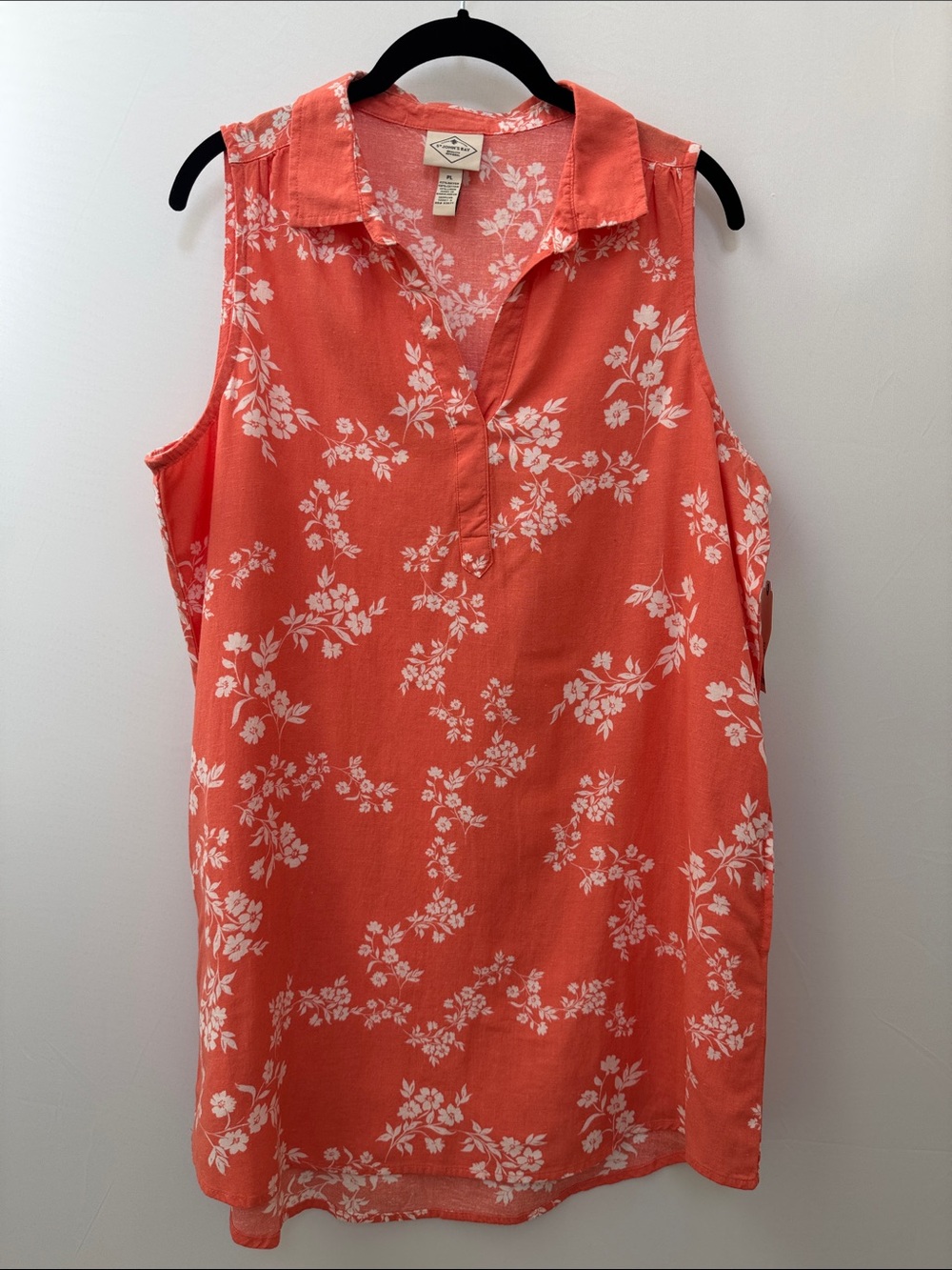 Floral Sleeveless Orange Dress With Pockets